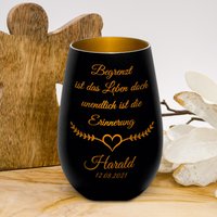 Trauerlicht - Begrenzt Ist Das Leben Gravur Namen Und Datum Gedenklicht Erinnerungslicht Grablicht Trauergeschenk Teelichthalter von AlbcraftDE