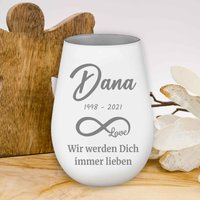 Trauerlicht - Wir Werden Dich Immer Lieben Gravur Name Und Datum Gedenklicht Erinnerungslicht Grablicht Trauergeschenk Teelichthalter von AlbcraftDE