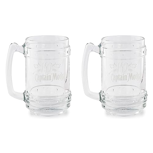 2 Stück Captain Morgan 0,33l Glaskurg Krüge Rum transparent mit 4cl Markierung von Albellion