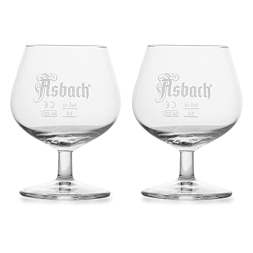 2 Stück Original Asbach Gilde Gläser Glas Brandy Cognac Ballonglas Ballongläser mit Logo, 15cl, transparent von Albellion