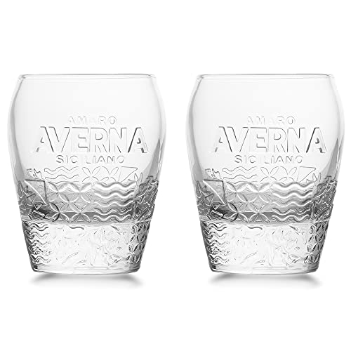 2 Stück Original Averna Amaro Siciliano Gläser Glas mit Averna Logo bzw. Gravur, Transparent von Albellion