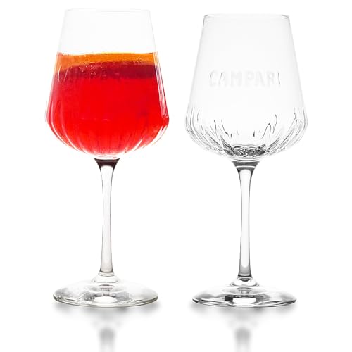 2 Stück Original Campari Stiel-Glas Stiel-Gläser Cocktailglas Cocktailgläser Set, Transparent von Albellion