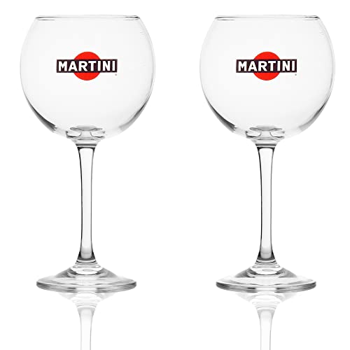 Albellion 2 Stück Original MARTINI Glas Gin Gläser Ballonglas mit Logo transparent von Albellion