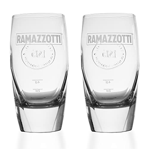 Albellion 2 Stück Original Ramazzotti Crema Signature Gläser Glas mit Relief 1815 Logo, Transparent von Albellion