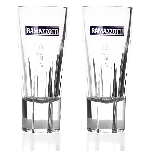 Albellion 2 Stück Original Ramazzotti Gläser Glas Set Likör mit Schriftzug/Logo, transparent von Albellion