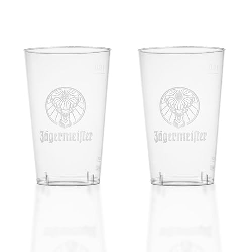 Albellion 2 Stück Original transparente Plastik-Becher von Jägermeister ® durchsichtig 0,3l originale Cup Cup's Kunststoff Gläser Party-Becher von Albellion