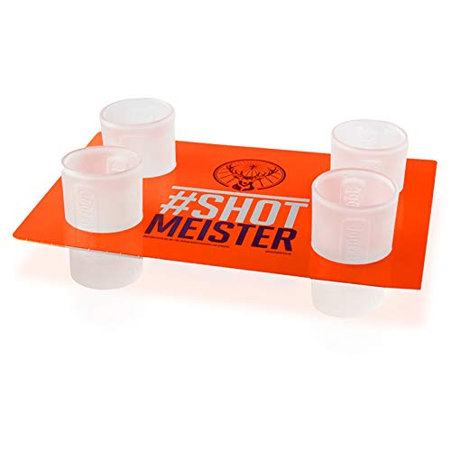 Albellion Original 2cl Shot-Glas Set weiß von Jägermeister ® 4x weiße milchige Shot-Gläser Cup Cup's mit Tablett von Albellion