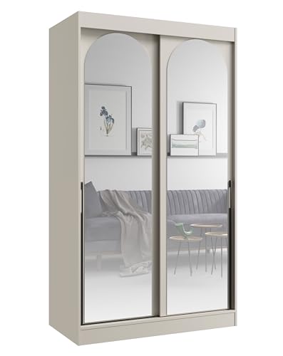 Albello Kleiderschrank CLASSY Kaschmir Schwarz 120x65x215 cm – Moderner Schrank mit Spiegel & Schiebetüren – mit 5 Fächern & Kleiderstange – Spiegelfront platzsparend, MDF 16 mm, für Schlafzimmer Flur Albello Kleiderschrank CLASSY Kaschmir Schwarz 120x65x215 cm – Moderner Schrank mit Spiegel & Schiebetüren – mit 5 Fächern & Kleiderstange – Spiegelfront platzsparend, MDF 16 mm, für Schlafzimmer Flur von Albello
