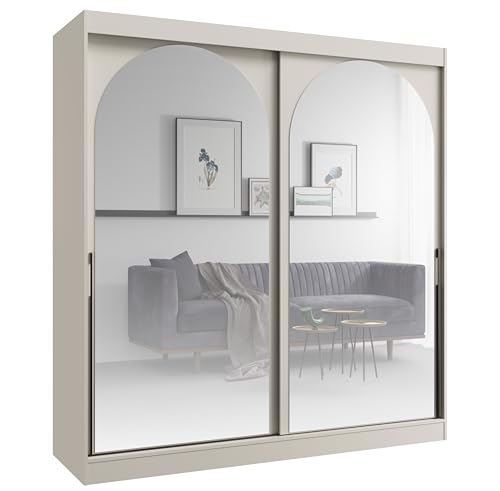 Albello Kleiderschrank CLASSY Kaschmir Schwarz 200x65x215 cm – Moderner Schrank mit Spiegel & Schiebetüren – mit 5 Fächern & Kleiderstange – Spiegelfront platzsparend, MDF 16 mm, für Schlafzimmer Flur Albello Kleiderschrank CLASSY Kaschmir Schwarz 200x65x215 cm – Moderner Schrank mit Spiegel & Schiebetüren – mit 5 Fächern & Kleiderstange – Spiegelfront platzsparend, MDF 16 mm, für Schlafzimmer Flur von Albello