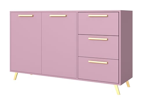 Albello Kommode Blame Schlafzimmer Kommode mit Schubladen Modernes Sideboard Kommode Holz Kommode Wohnzimmer Kommode Rose 140cm x 41cm x 86cm von Albello