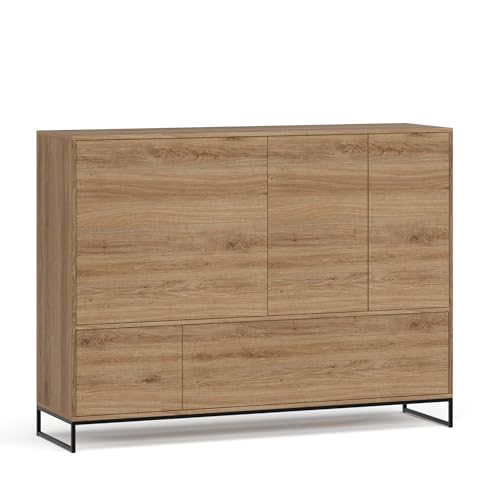 Albello Kommode Livia Schlafzimmer Kommode mit Schubladen Modernes Sideboard Kommode Holzwerkstoff Kommode Eiche Wildeiche Braun 160 x 45 x 120 cm von Albello