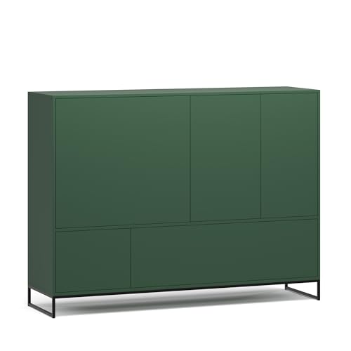 Albello Kommode Livia Schlafzimmer Kommode mit Schubladen Modernes Sideboard Kommode Holzwerkstoff Kommode Grün 160 x 45 x 120 cm von Albello