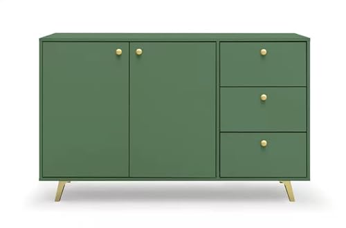 Albello Kommode Selly Schlafzimmer Kommode mit Schubladen Modernes Sideboard Kommode Holzwerkstoff Kommode Grün 140cm x 86cm x 41 cm von Albello