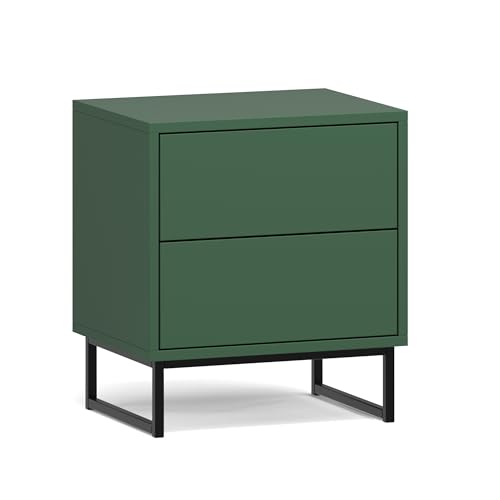 Albello - Nachttisch 43 cm x 34 cm x 48.5 cm Livia, Nachtschrank für das Schlafzimmer, Eleganter Nacht Tisch, Moderner Design Nachttisch Schrank - Grun von Albello