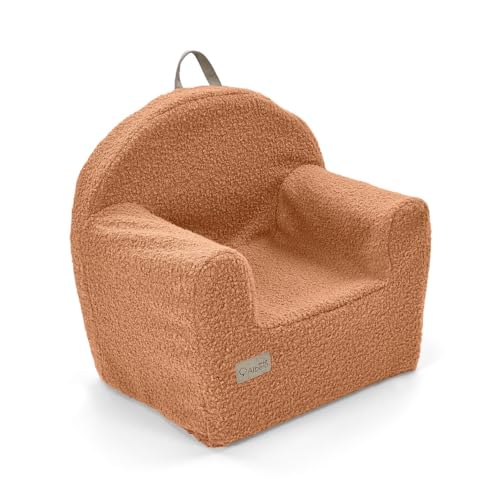 Albero Mio Kinder Sessel mit Schaumstofffüllung Boucle| Leichter Schaumstoff-Babysessel | Bequemer und weicher Schaumstoff-Babysessel | Ideal für das Kinderzimmer | 50x35x45 cm | Rot von Albero Mio