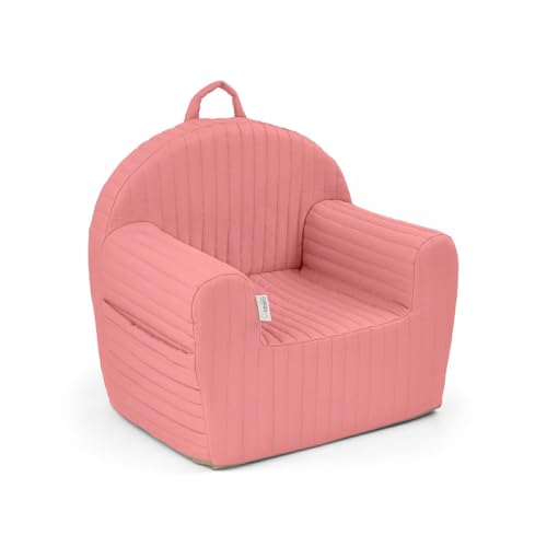 Albero Mio Kindersessel mit Griff | Bequemer und weicher Schaumstoffsessel | Babysessel ideal für das Kinderzimmer | Kindersessel Mädchen und Jungen | 50x35x45 cm | Tea Rose von Albero Mio