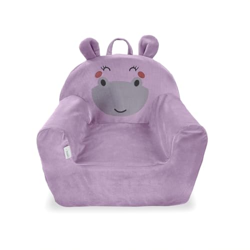 Albero Mio Velvet Animals Kindersessel | Leichter Kindersessel mit Griff | Bequemer und weicher Schaumstoffsessel | Ideal für das Kinderzimmer | 50x35x45 cm | Hippo von Albero Mio