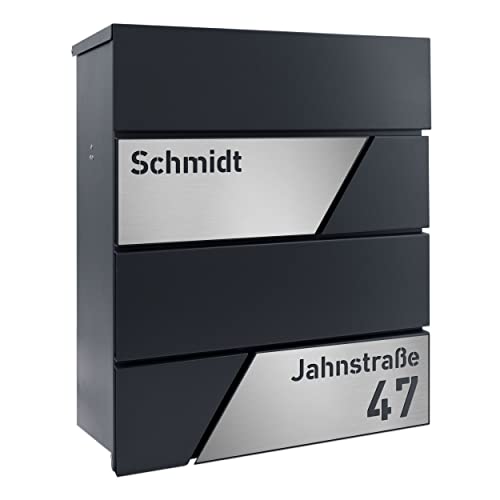 AlbersDesign - Personalisierte Paketbox/Paketkasten individuell mit Name & Hausnummer/pulverbeschichtet in RAL7016 von AlbersDesign