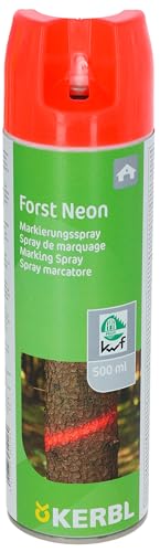 Kerbl Markierungsspray Forst Neon (Forstmarkierungsspray 500 ml / Sprühfarbe in neonrot, auf Bio-Alkohl-Basis, für Holz, Metall und Beton) 291402 von Kerbl