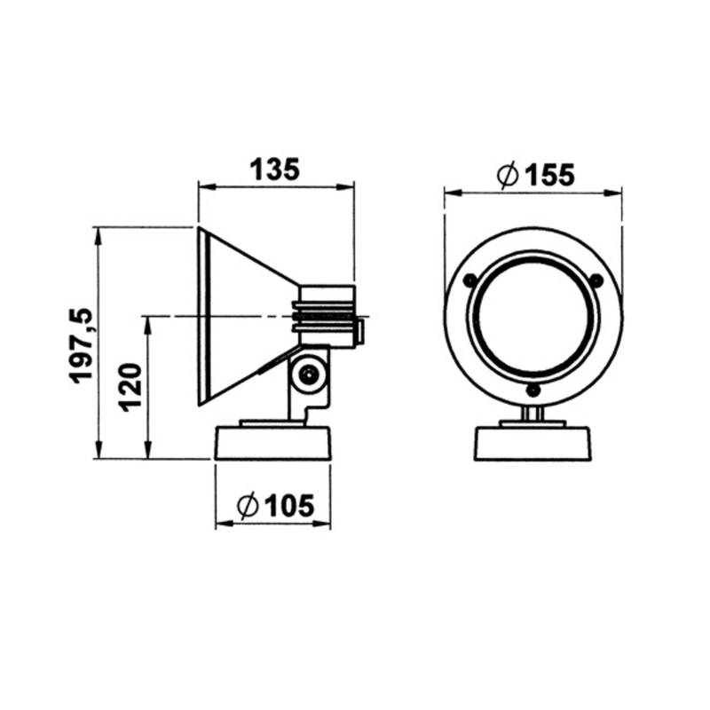 Wandstrahler 643S, schwarz, IP54, E27, Aluminium, schwenkbar von Albert Leuchten