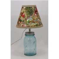 Aqua Quart Einmachglas Lampe Mit Weihnachtlichem Druck Schirm von AlbertEstateLtd