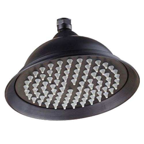 Duschkopf Duschbrause Brausekopf Handbrause 8 Zoll rundes Gold, Roségold, Chrom, Antik, schwarz Badezimmer massiv Messing Kupfer Regenduschkopf-Schwarz von Alberta