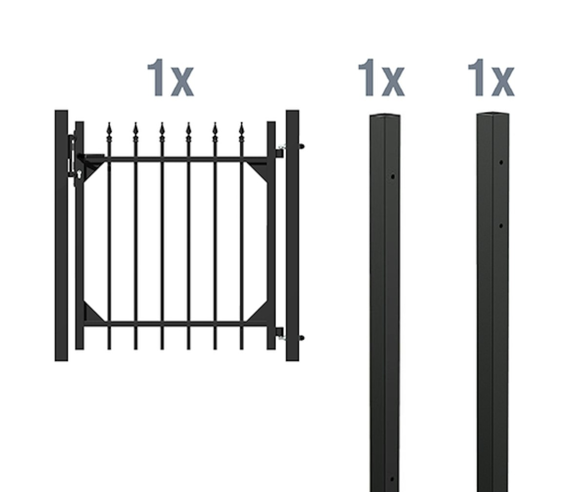 Alberts® Einzeltor-Set Chaussee zum Einbetonieren Anthrazitgrau RAL 7016 1000 mm 965 mm von Alberts