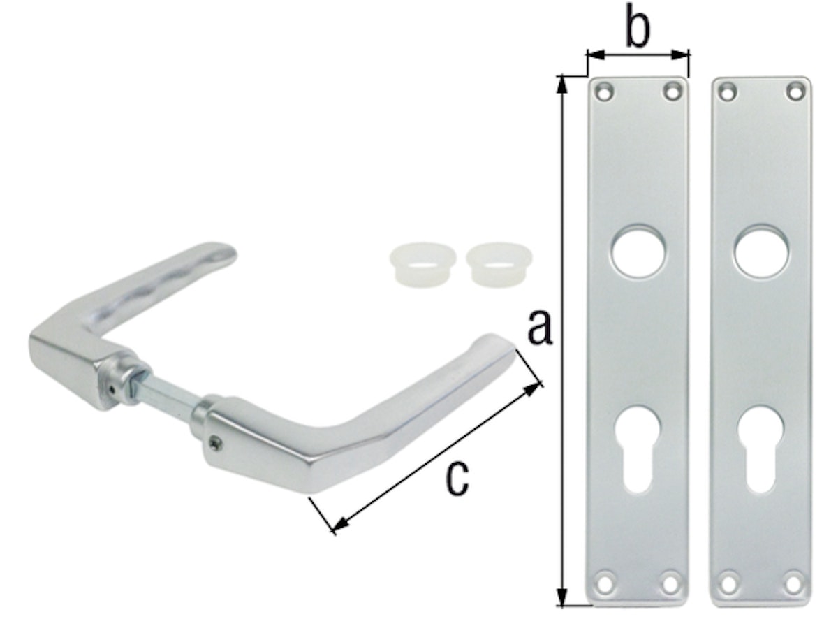 Alberts® Türdrücker für Einsteckschlösser,ein Paar,Alu silberfarbig eloxiert,PZ,220x40 mm von Alberts