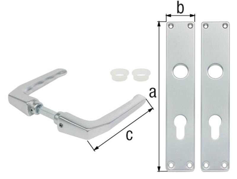 Alberts® Türdrücker für Einsteckschlösser,ein Paar,Alu silberfarbig eloxiert,PZ,220x40 mm von Alberts