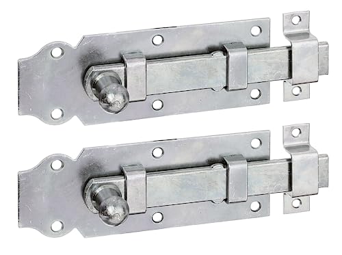 Alberts 115449 Türriegel | gerade, mit Knopfgriff und befestigter Schlaufe | galvanisch verzinkt, dickschichtpassiviert | Platte 140 x 52 mm | 2er Set von Alberts