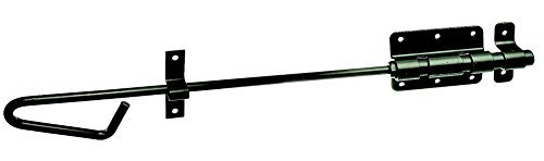 Alberts 137199 Bolzen-Schlossriegel | mit befestigter Schlaufe | schwarz kunststoffbeschichtet | Platte 95 x 67 mm | Bolzen Ø15,5 x 500 mm von Alberts