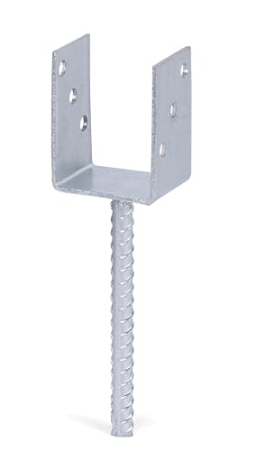 Alberts 214258 U-Pfostenträger | mit Betonanker aus Riffelstahl | feuerverzinkt | lichte Breite 81 mm | Länge Betonanker 200 mm von Alberts
