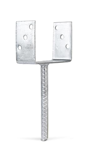 Alberts 214302 U-Pfostenträger | mit Betonanker aus Riffelstahl | feuerverzinkt | lichte Breite 141 mm | Länge Betonanker 200 mm von Alberts