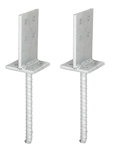 Alberts 215163 T-Pfostenträger | zum Aufschrauben oder zum Einbetonieren | feuerverzinkt | Steggröße 130 x 80 mm | Betonanker 200 mm | 2er Set von Alberts