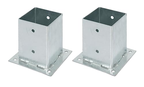 Alberts 215248 Aufschraubhülse | für Rund- oder Vierkantholzpfosten | feuerverzinkt | 101 x 101 mm | 2er Set von Alberts
