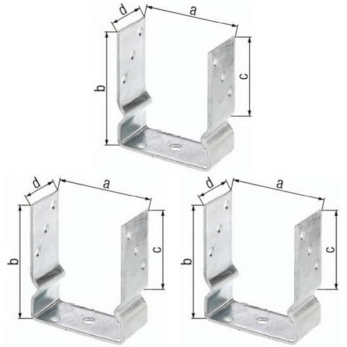 Alberts 217648 U-Pfostenträger | zum Aufschrauben oder zum Einbetonieren | feuerverzinkt | lichte Breite 121 mm (Packung mit 3) von Alberts