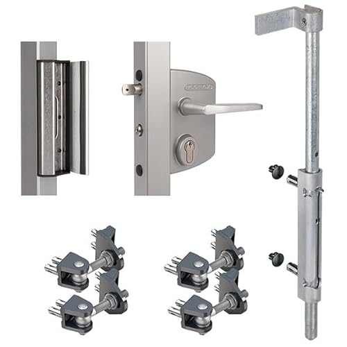 Alberts 415808 LOCINOX Schloss-Set, für 40er Profile |Industrieschloss LAKQ U2 + Externer Bolzen-Stangenriegel VSF + Anschlag SAKL QF + 180°-Torband BOLTONHD-4D-ALUM von Alberts