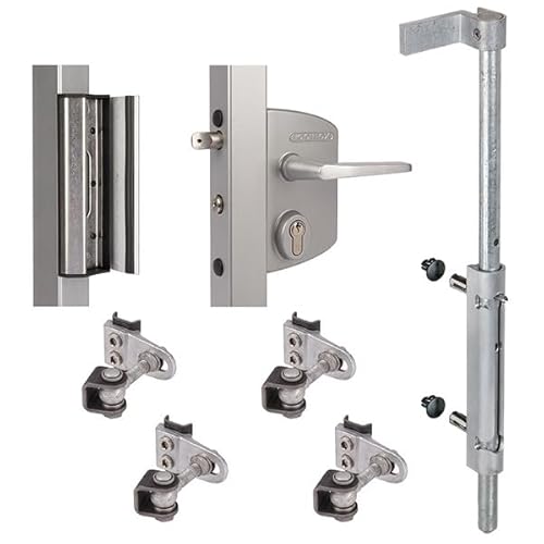 Alberts 415815 LOCINOX Schloss-Set, für 40er Profile |Industrieschloss LAKQ U2 + Externer Bolzen-Stangenriegel VSF + Anschlag SAKL QF + 180°-Torband BOLTONHD-4D-ALUM + 180°-Torband GBMU4D16 von Alberts