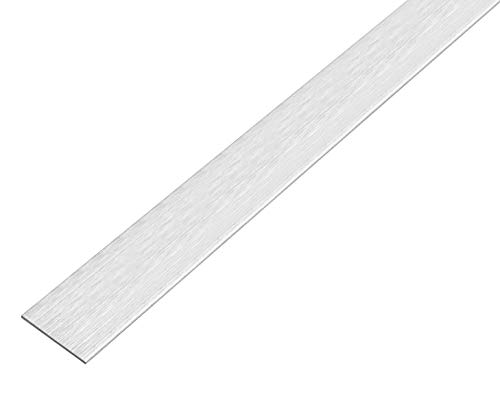 Alberts 488802 Flachstange | selbstklebend | Aluminium, edelstahldesign, hell | 1000 x 25 x 2 mm von Alberts