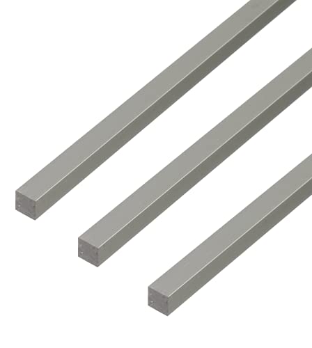 Alberts 497514 Vierkantstange | Aluminium, natur | 1000 x 12 x 12 mm | 3er Set von Alberts