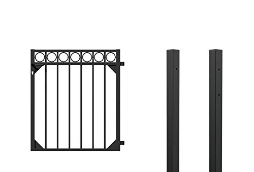 Alberts 510138 Einzeltorset Circle, zum Einbetonieren | verschiedene Höhen - wahlweise in verschiedenen Farben | matt-schwarz | Höhe 120 cm | Breite 1 m von Alberts