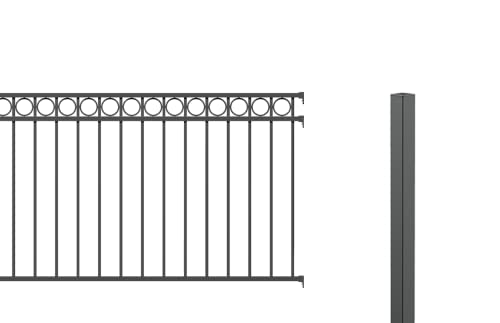 Alberts 511050 Zaunkomplettset Circle, zum Einbetonieren | verschiedene Längen und Höhen - wahlweise in verschiedenen Farben | anthrazit | Höhe 120 cm | Länge 8 m von Alberts