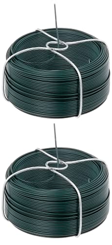 Alberts 530549 Drahtspule | verzinkt, grün kunststoffbeschichtet | Draht-Ø 1,4 mm | Länge 50 m | 2er Set von Alberts
