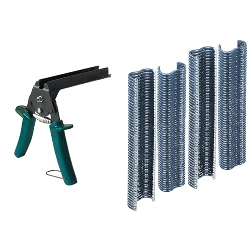 Alberts 531157 Drahtbefestigungszange mit Kunststoffgriff und 200er Set Alberts 531010 Drahtklammern verzinkt, schwarz von Alberts