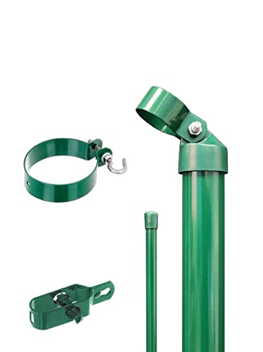 Alberts 601164 Zaunanschluss-Set zweiseitige Verbindung für Wellengittertor an Maschendrahtzaun | Set,2s | zinkphosphatiert grün | zum Einbetonieren | Torpfosten-Ø: 76 mm | Zaunhöhe: 1000 mm von Alberts