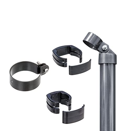 Alberts 601881 Zaunanschluss-Set Wellengittertor an Schweißgitter Fix-Clip Pro® | Set,2s | zinkphosphatiert anthrazit-metallic | zum Einbetonieren | Torpfosten-Ø: 60 mm | Zaunhöhe: 1220 mm von Alberts