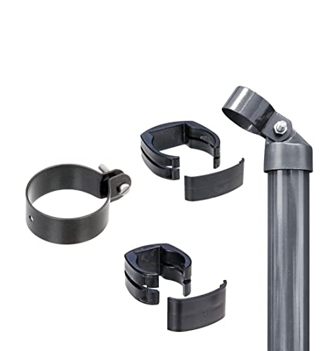 Alberts 601898 Zaunanschluss-Set Wellengittertor an Schweißgitter Fix-Clip Pro® | Set,2s | zinkphosphatiert anthrazit-metallic | zum Einbetonieren | Torpfosten-Ø: 60 mm | Zaunhöhe: 1530 mm von Alberts