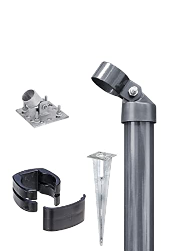 Alberts 602550 Zauneck-Set für Schweißgitter Fix-Clip Pro® | zinkphosphatiert anthrazit-metallic | Einschlag-Bodenhülse | Zaunhöhe 810 mm von Alberts