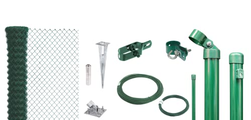 Alberts 632281 Maschendrahtzaun als Zaun-Komplettset, mit Einschlagbodenhülse | verschiedene Längen und Höhen | grün | Höhe 100 cm | Länge 75 m von Alberts