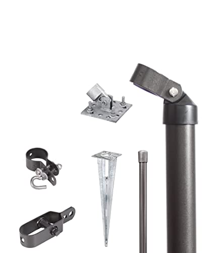Alberts 634568 Zauneck-Set | Einschlag- Bodenhülsen | zinkphosphatiert anthrazit-metallic | Maschendrahtzaun | Zaunhöhe: 125 cm von Alberts